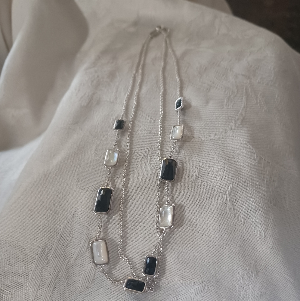 Ippolita Wonderland Necklace in Sterling Silver, Onyx and MOP, 34"